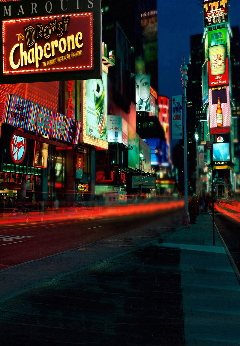 夜晚霓虹璀璨街道高清JPG摄影素材，风景图片设计专享下载