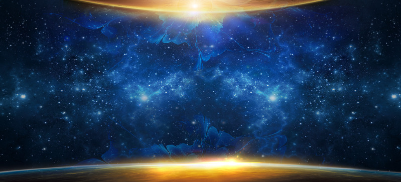 星空璀璨，金色光束高清JPG风景摄影素材下载