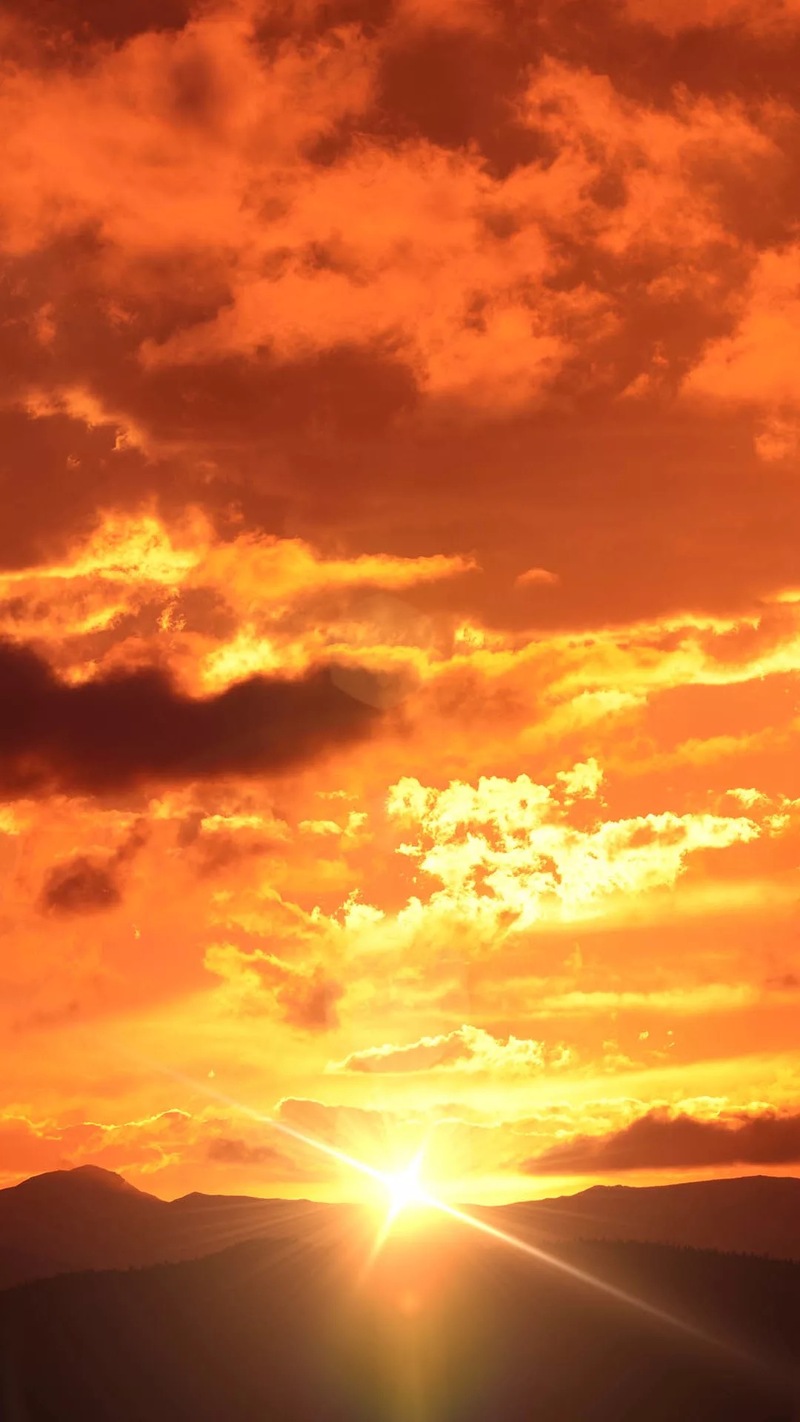 海边夕阳美景，橙色火烧云H5背景，高清JPG图片摄影，免费下载风景素材