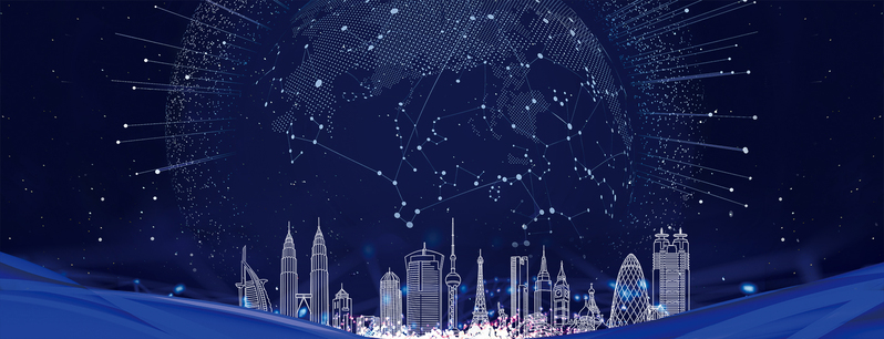 城市夜景星空地球图，大气蓝色JPG/PSD设计素材高清下载