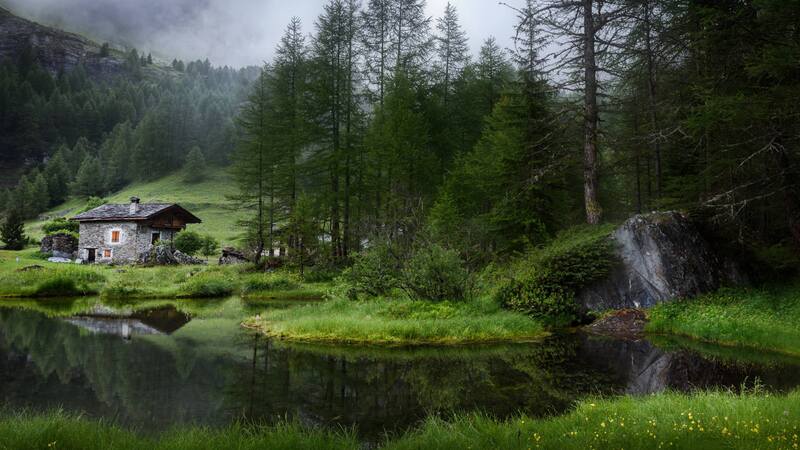 深山老林中的别致小屋，高清JPG摄影素材，风景设计下载
