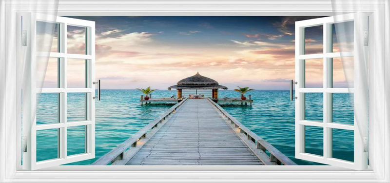 窗外绝美海景高清JPG摄影，风景图片设计素材一键下载