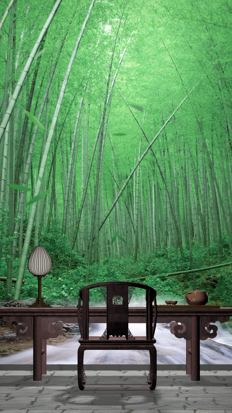 竹林家具木椅，精美H5背景JPG图片/风景PSD设计素材下载