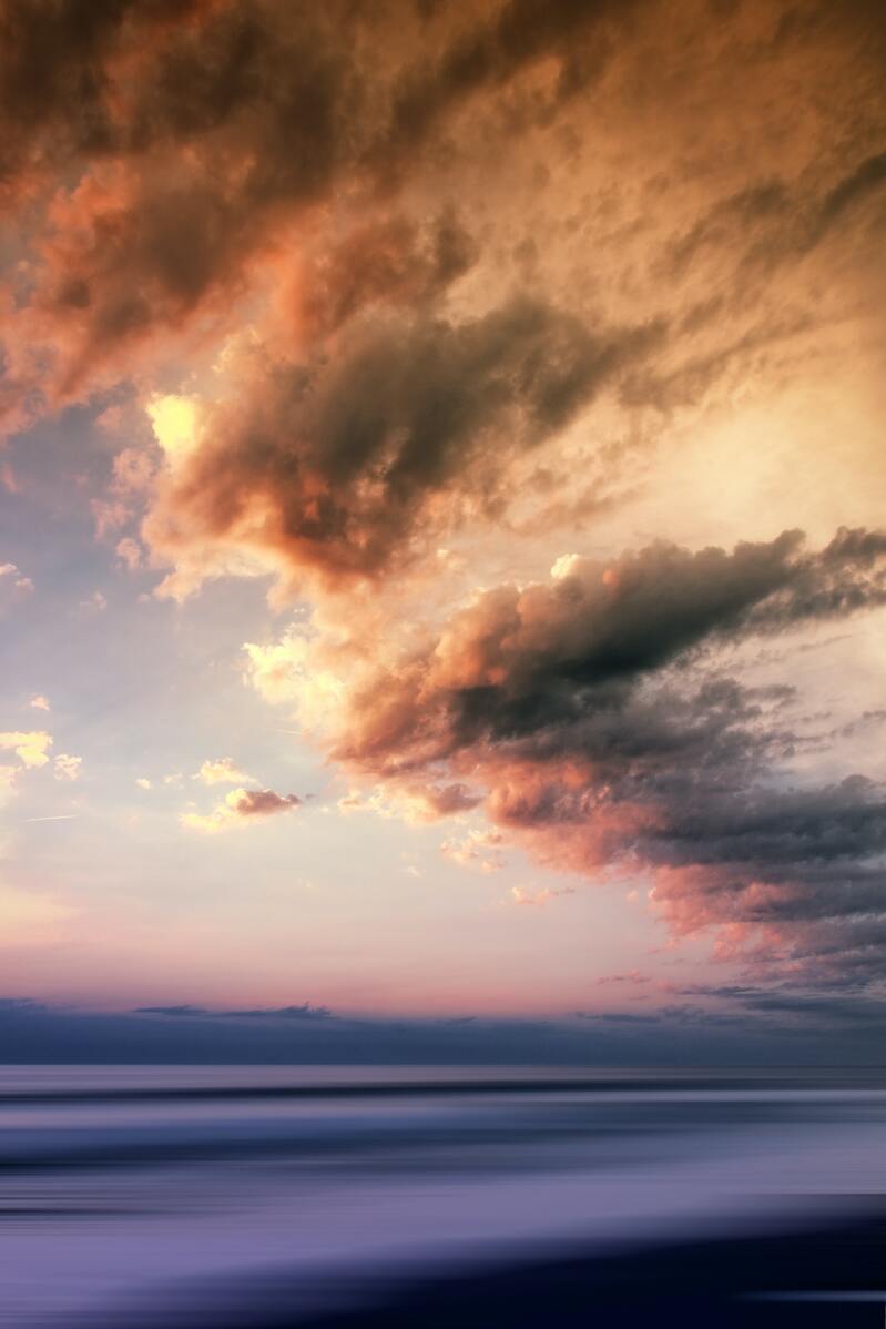 海边夕阳火烧云美景，高清JPG摄影素材，一键下载风景图片设计资源