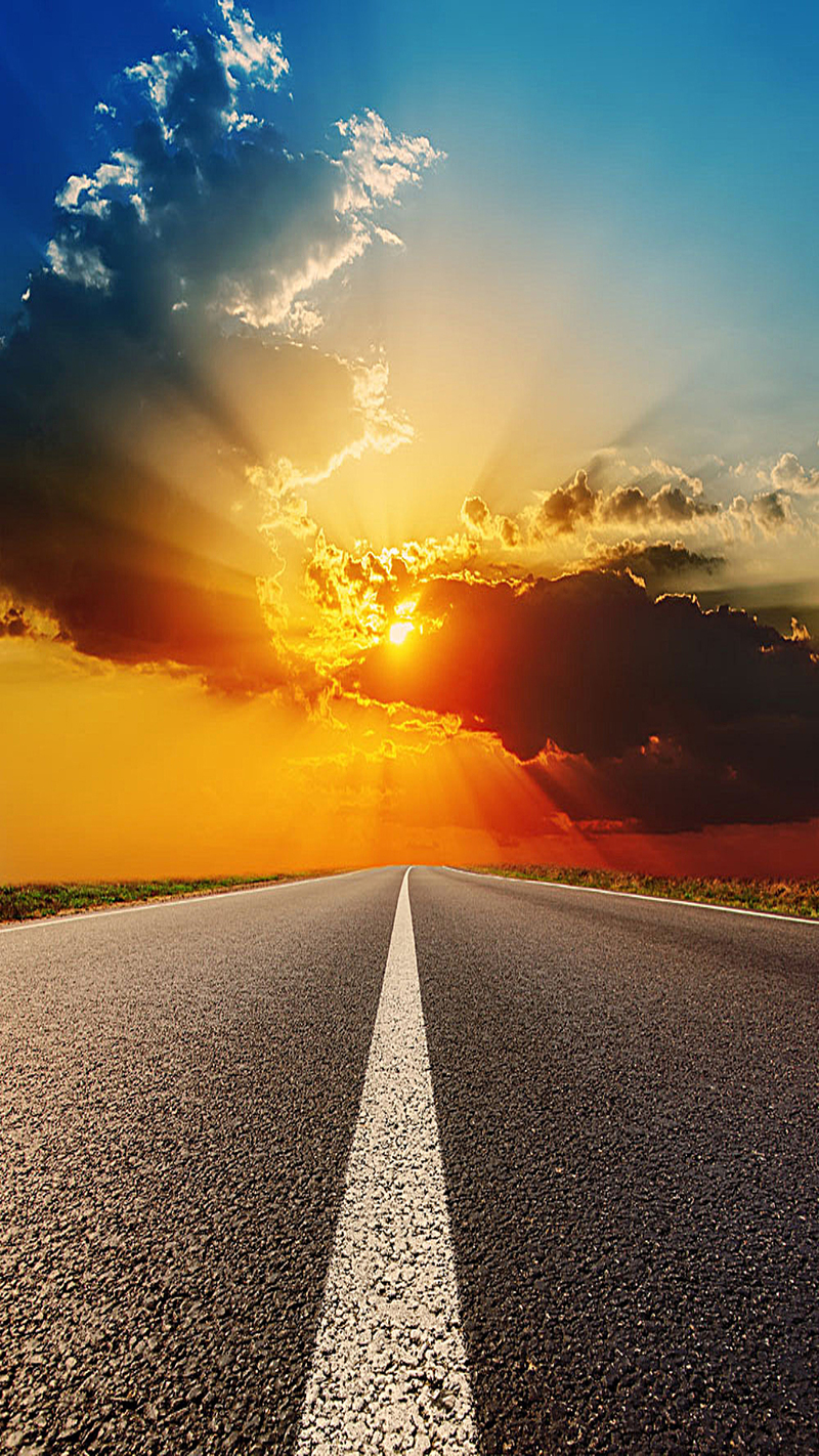 公路天空傍晚美景，精选H5高清JPG摄影素材，风景图片设计下载