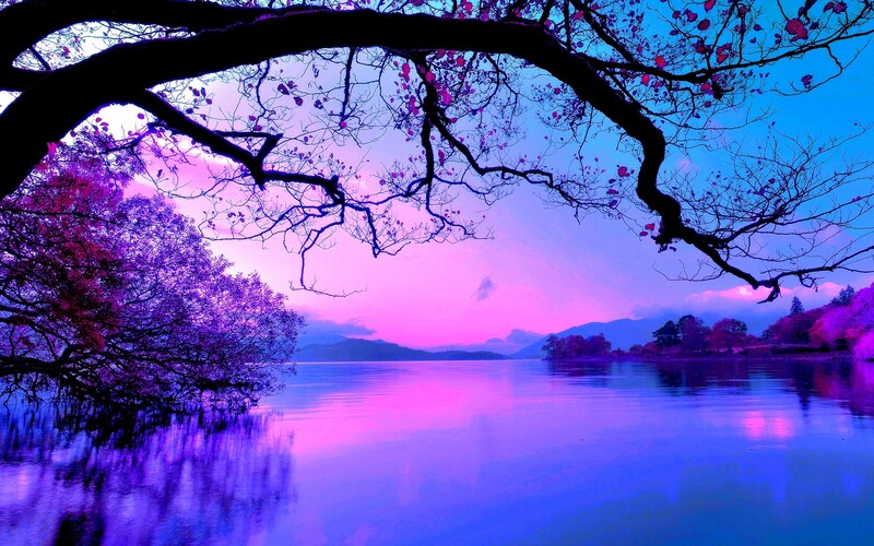 晚霞美景湖畔摄影，高清JPG图片素材，惬意风景设计下载
