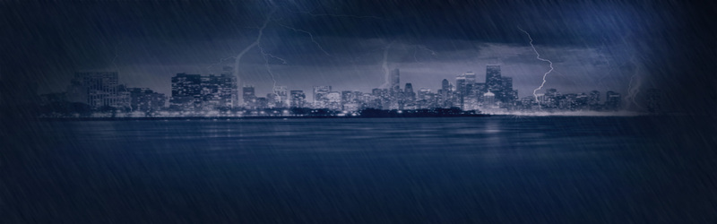 高清夜景雷电下雨JPG图片，风景摄影素材PSD格式下载