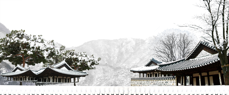 冬日雪景绝美建筑，高清JPG与PSD设计素材，大气白色Banner下载