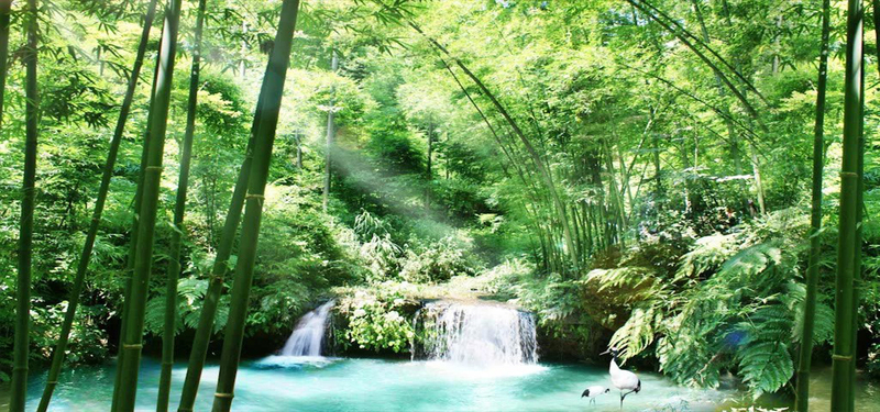 林中瀑布绝美高清JPG，摄影佳作/风景设计素材，一键下载