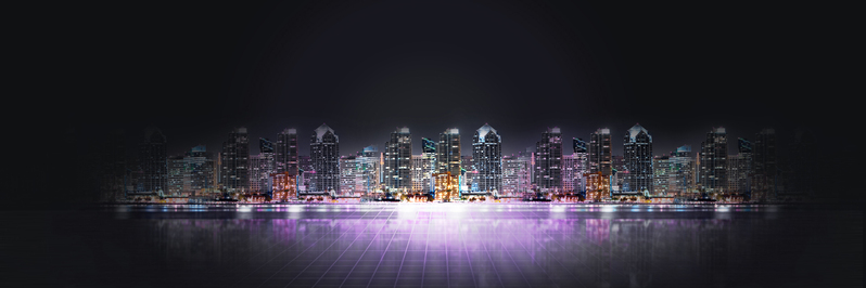 都市夜景建筑海报背景，简约大气JPG/PSD素材，高清摄影下载