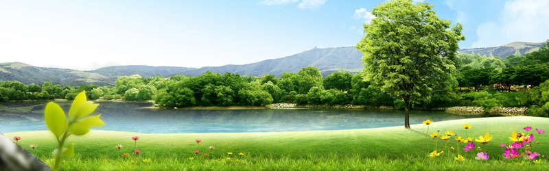 唯美天鹅湖山水风景海报背景，高清JPG图片摄影素材，免费下载