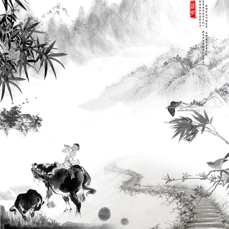 水墨画背景图片，黑白高清JPG/PSD设计素材，免费下载