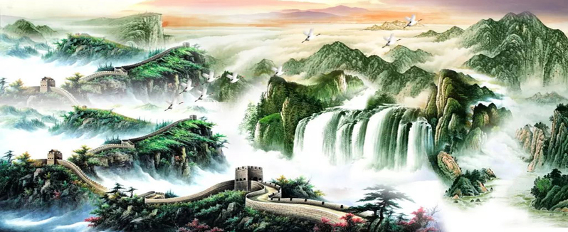 水墨山水风景画，高清JPG图片素材，设计摄影必备下载
