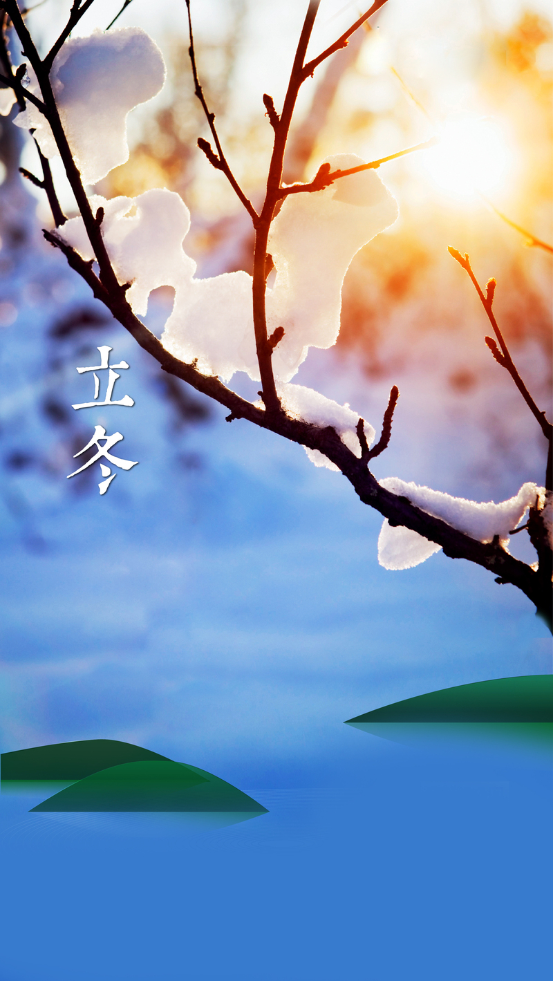 立秋湖景树枝雪景阳光高清JPG，绝美风景摄影素材下载