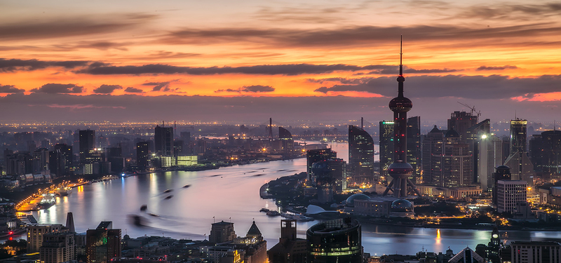 城市傍晚霞光绝美背景图片，高清JPG摄影素材，风景设计下载