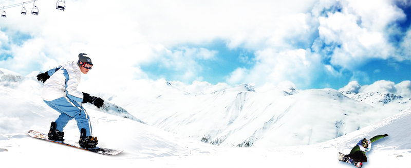 冬季滑雪勇者风采，高清蓝色Banner JPG图片与PSD风景设计素材下载