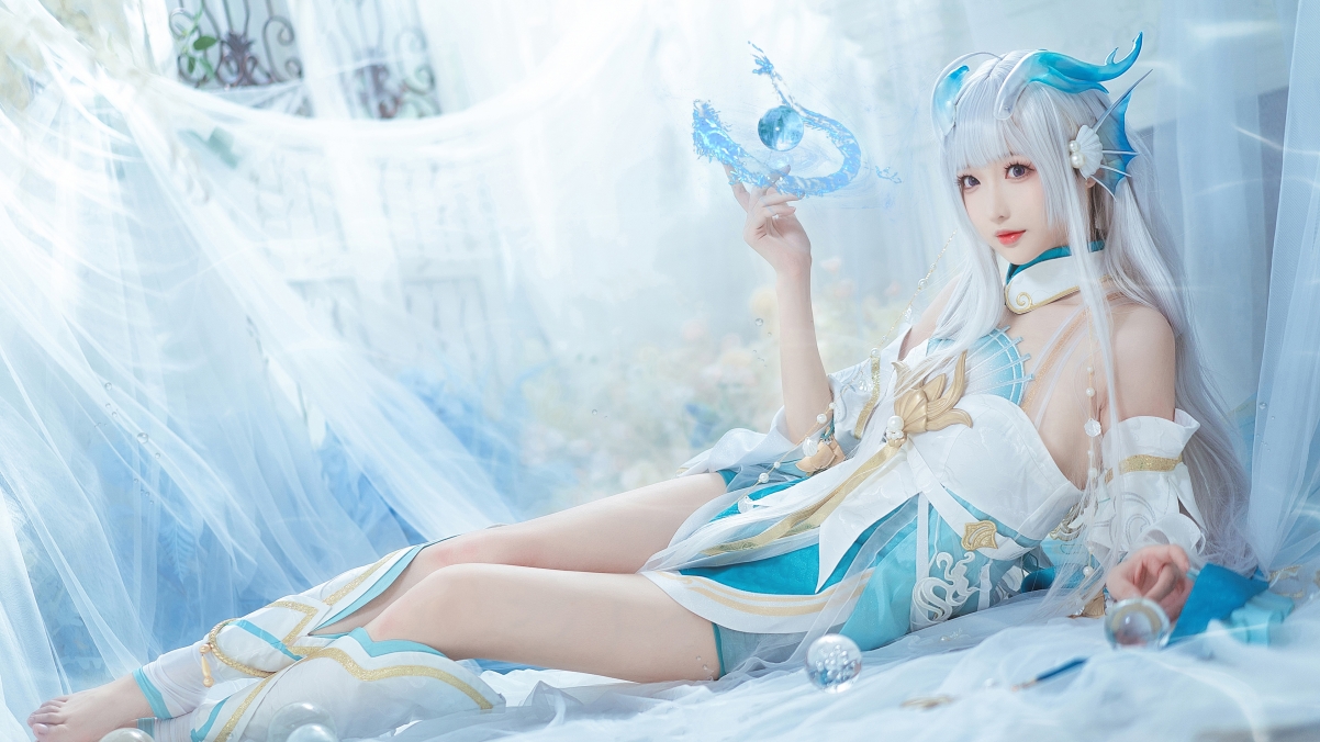 王者荣耀西施绝美Cosplay，游龙清影4K超清壁纸，3840x2160高清下载