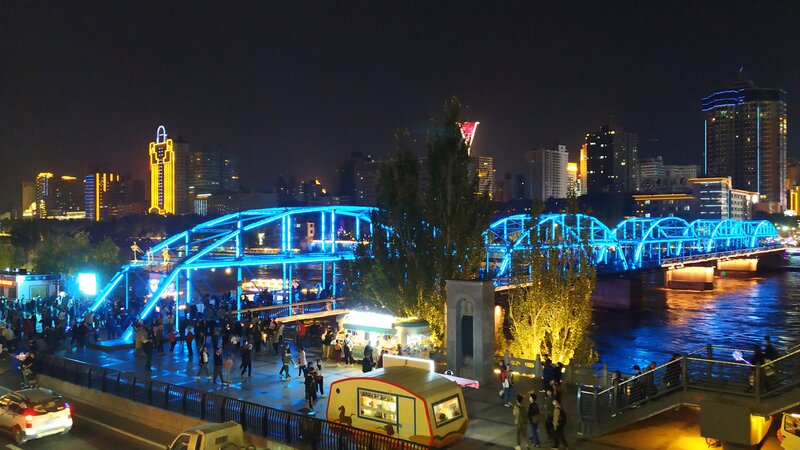 中山桥夜色高清JPG摄影，绝美风景素材下载