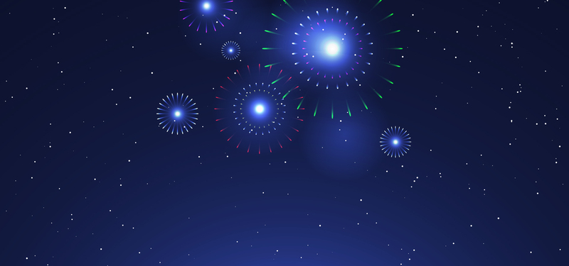 梦幻蓝色烟花夜景，高清JPG图片摄影素材，AI格式设计下载