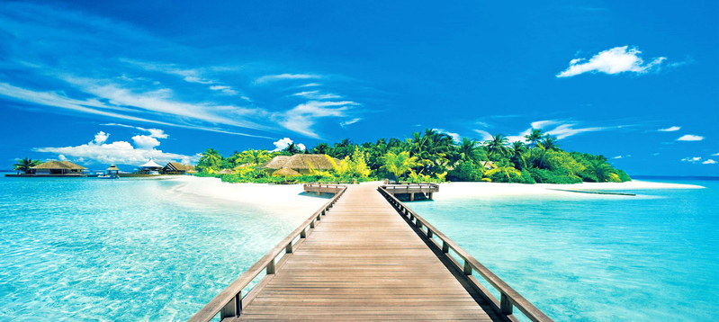 蓝天映衬绝美海景，高清JPG摄影素材，一键下载风景美图