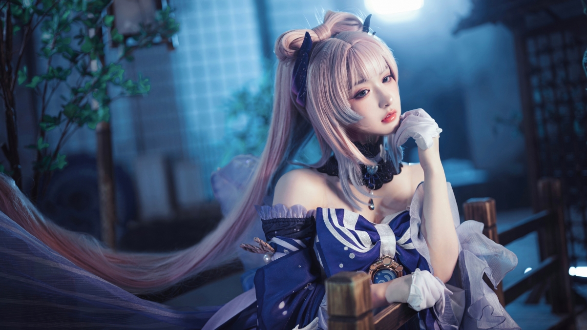 原神珊瑚宫心海Cosplay美女4K超清壁纸，高清3840x2160分辨率下载
