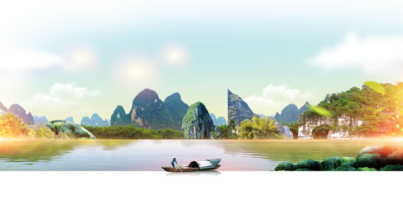 桂林山水美景海报摄影，高清JPG/PSD素材，创意旅游必备下载