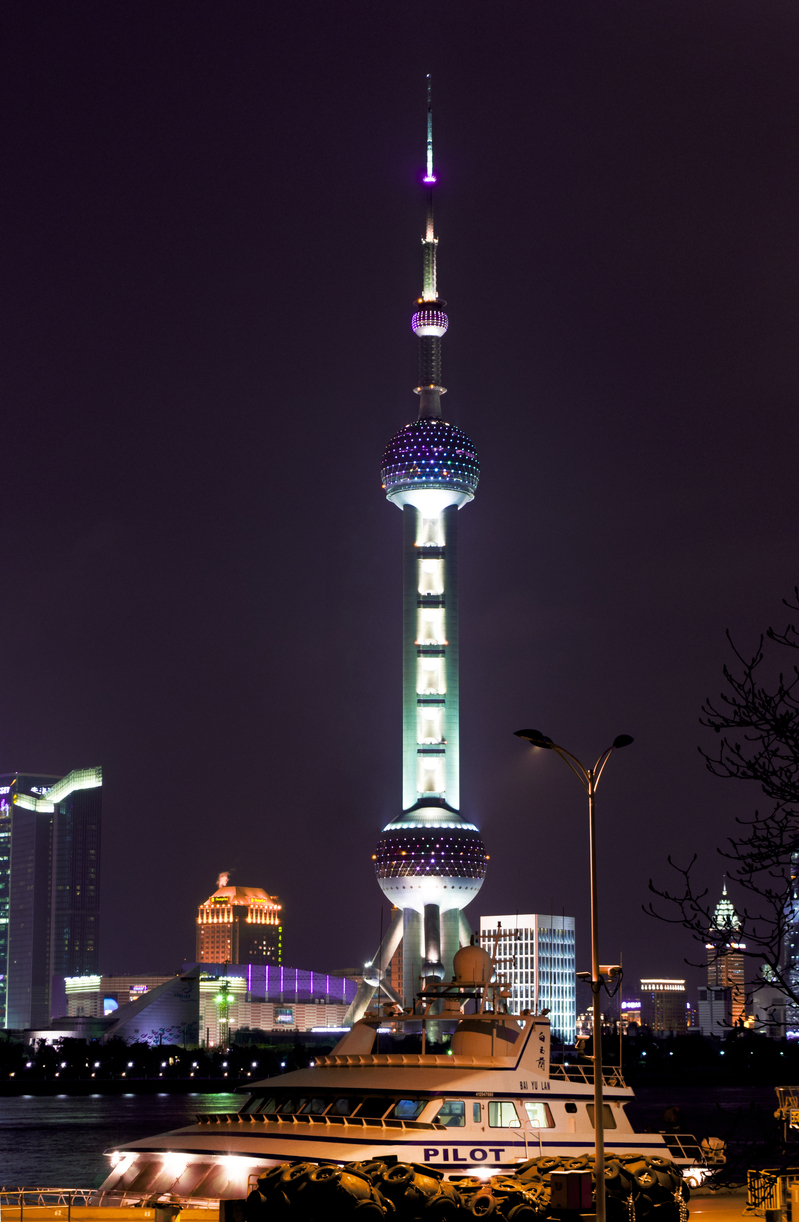 上海夜景璀璨迷人，东方明珠旅游海报高清JPG图片及PSD设计素材下载
