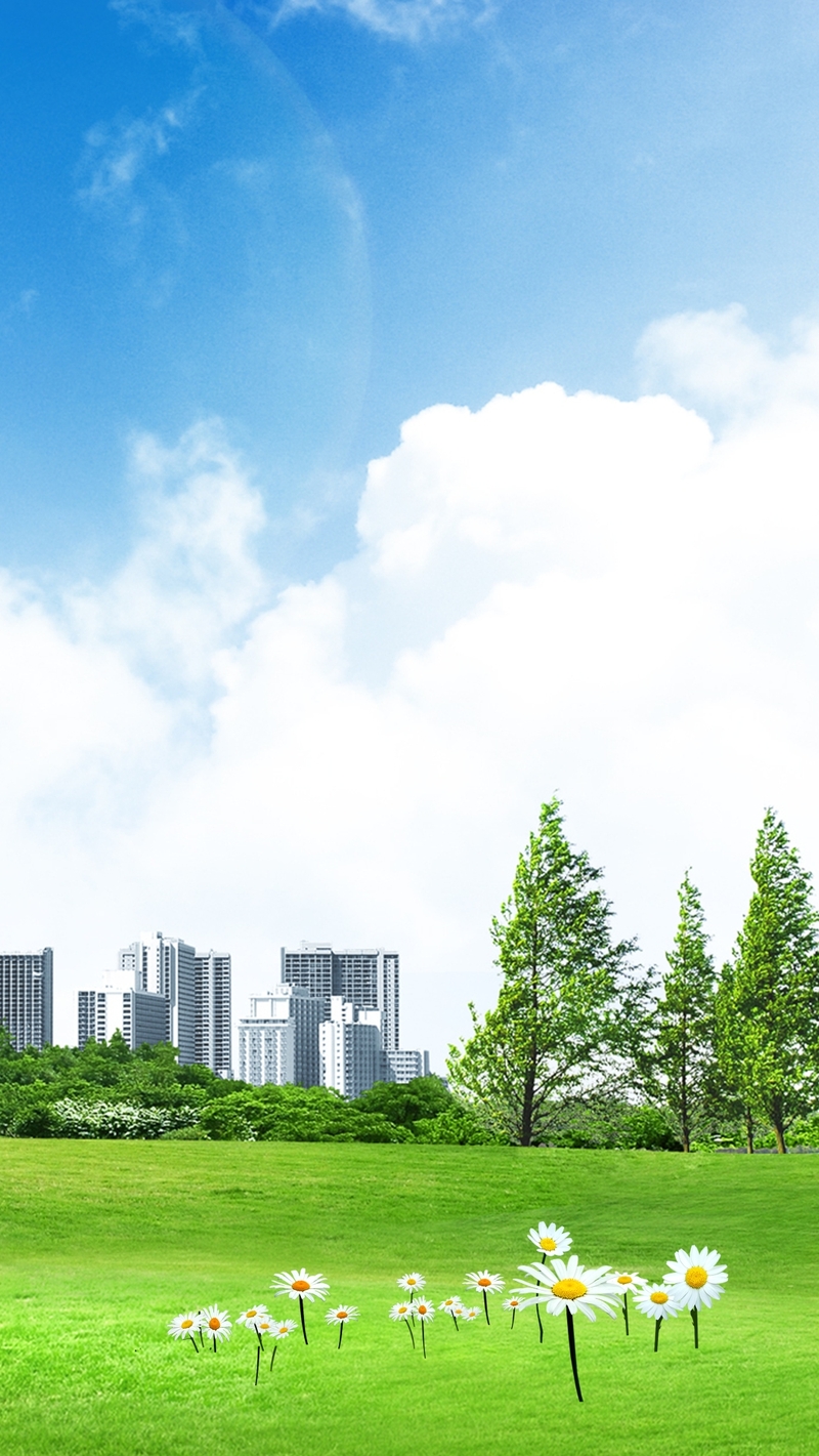 蓝天白云绿草矢量背景，高清JPG图片摄影，CER格式设计素材下载