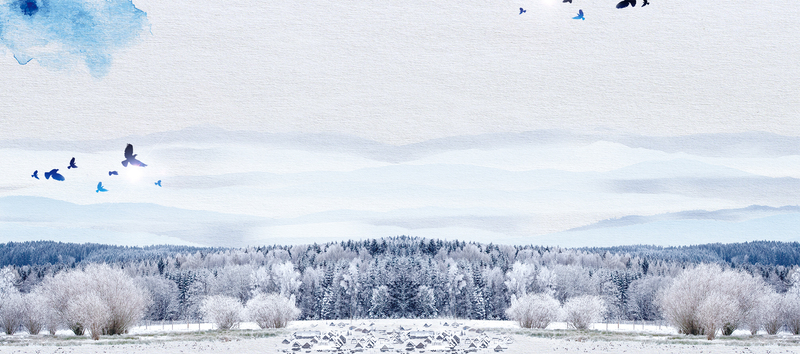 冬季雪景浪漫高清JPG图片，大气白色banner及风景PSD设计素材下载
