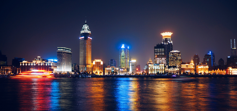 城市摄影精选，蓝橙电商海报背景，高清JPG图片素材，风景摄影设计下载