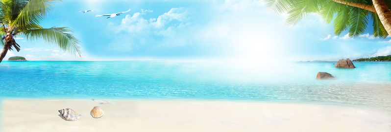 唯美海边沙滩banner摄影，高清JPG风景素材下载