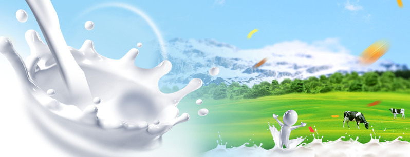 草原雪山牛奶美景海报，高清JPG与PSD格式下载