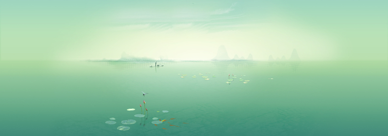 湖畔治愈系风景，高清JPG/PSD设计素材，精选Banner背景下载