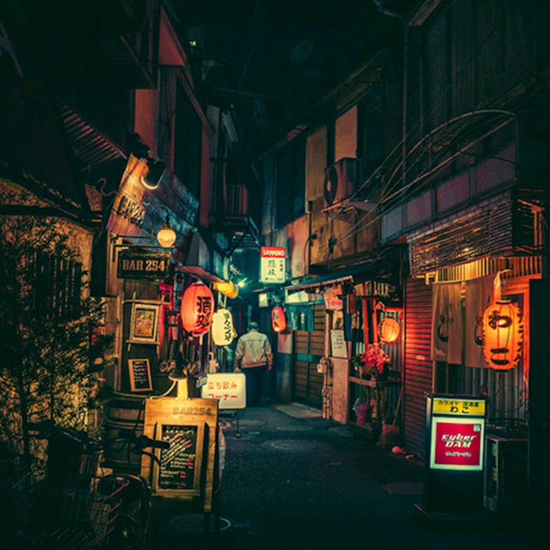 清新小巷夜景摄影，高清JPG图片素材，风景设计下载