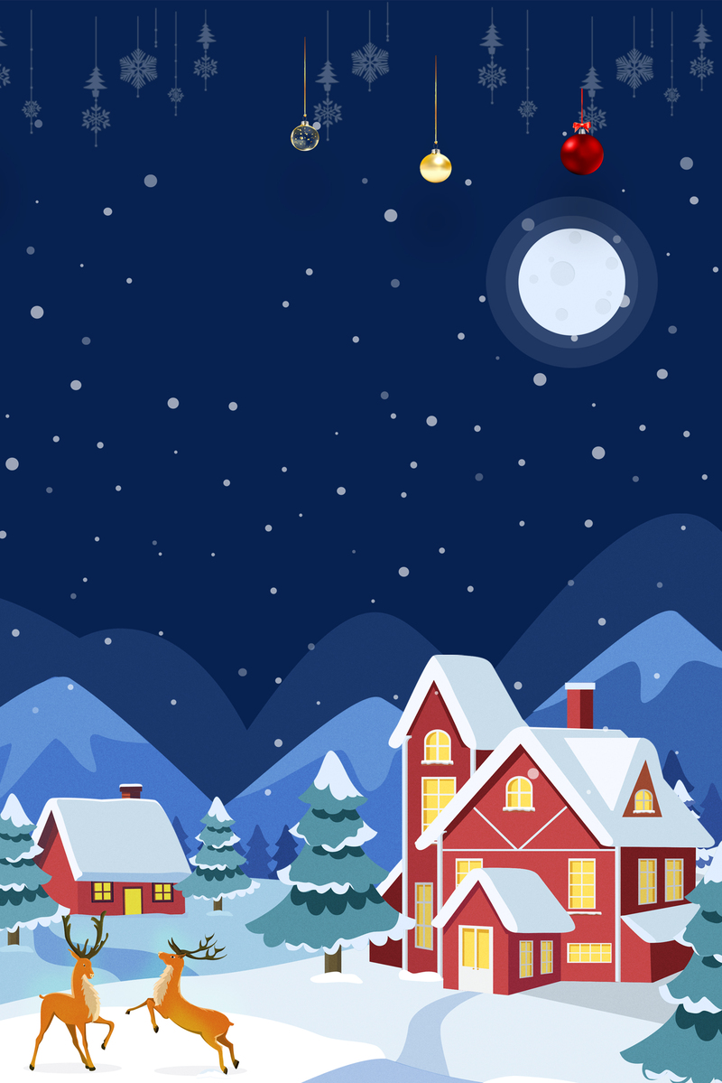 圣诞节卡通雪景蓝色banner，文艺高清JPG/PSD设计素材下载