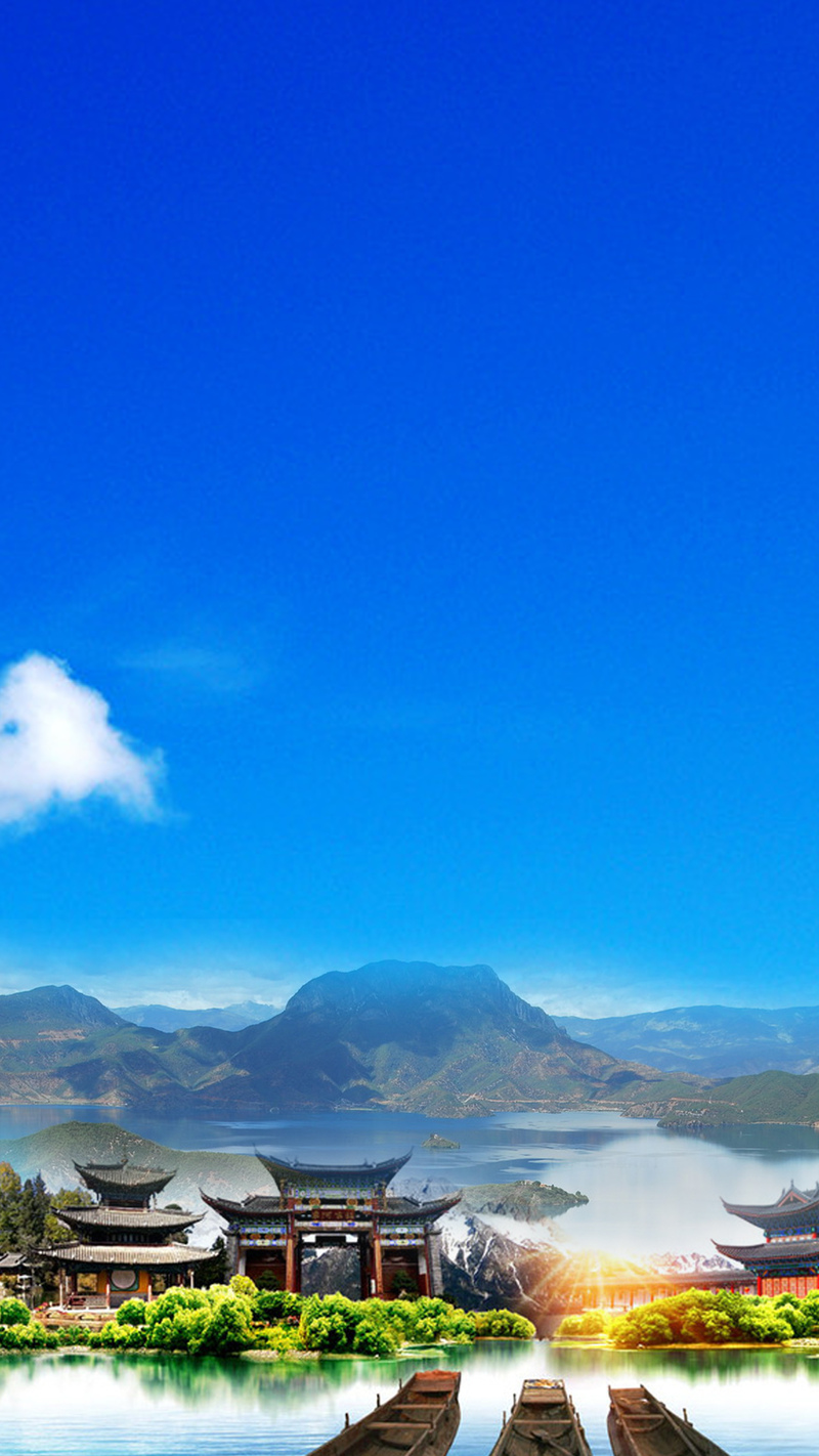 云南5月摩梭风情，高清JPG海报背景素材，风景PSD设计元素下载
