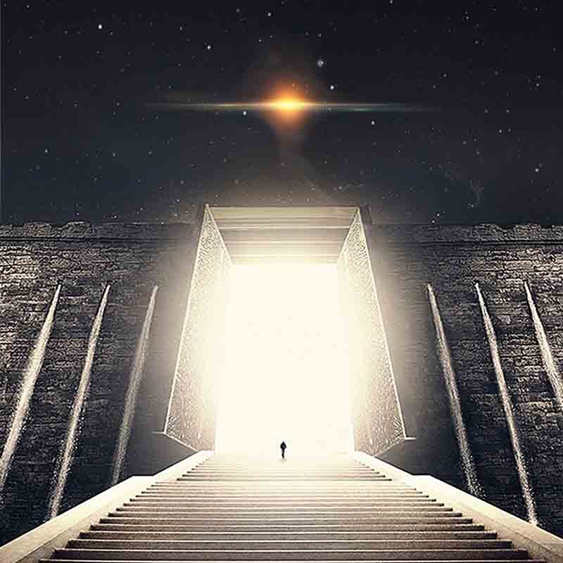 星空深邃，孤独大门屹立，城墙磅礴大气——高清JPG主图摄影素材，PSD格式风景设计下载