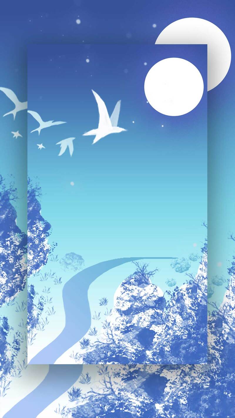山水意境手机壁纸，高清JPG/PSD商业H5背景素材下载