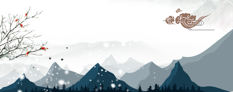 清新卡通雪花山脉图，高清JPG/PSD下载，设计素材精选