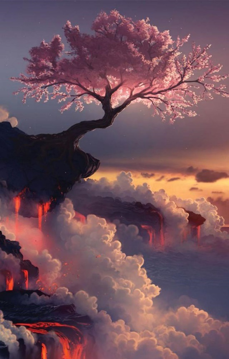 富士山晚霞樱花背景，高清JPG摄影素材，免费下载