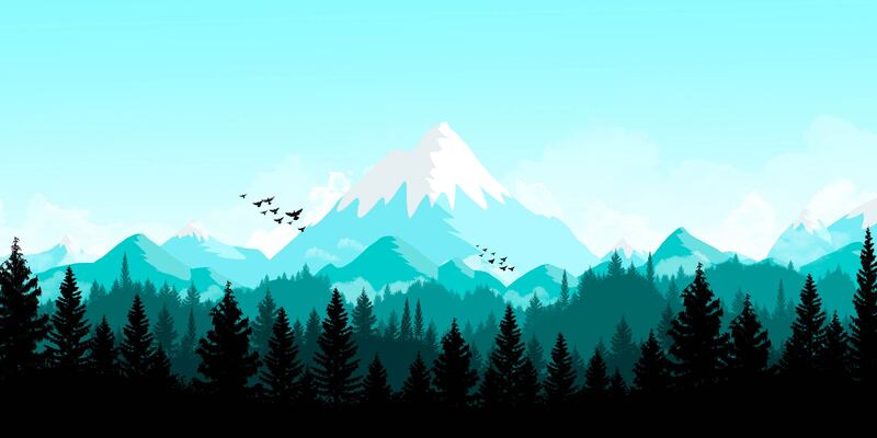 天山森林绝美风景，高清JPG摄影图片/AI格式设计素材，一键下载