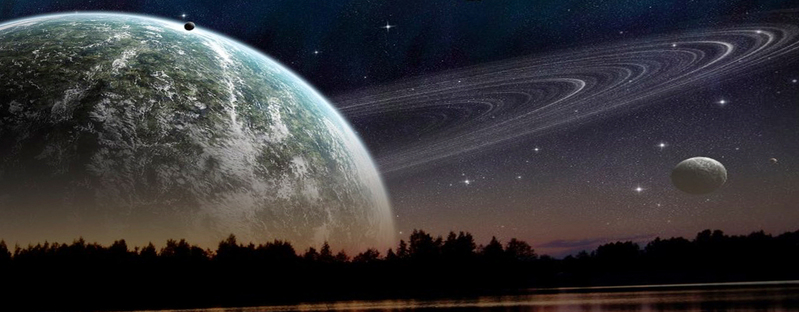 星际树林科幻海报，地球风景高清JPG/PSD设计素材下载