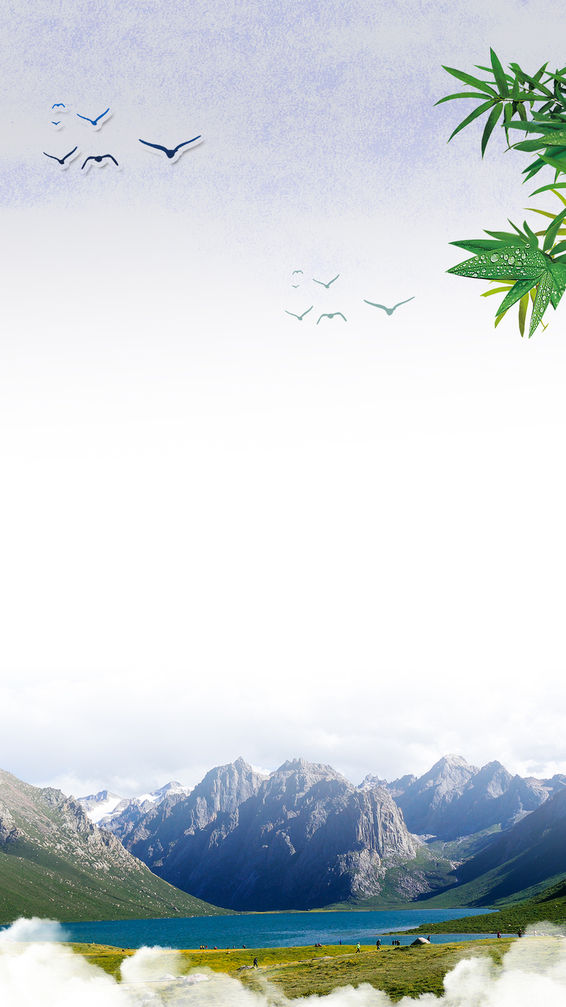 青海湖水墨风景摄影，高清JPG与PSD设计素材下载