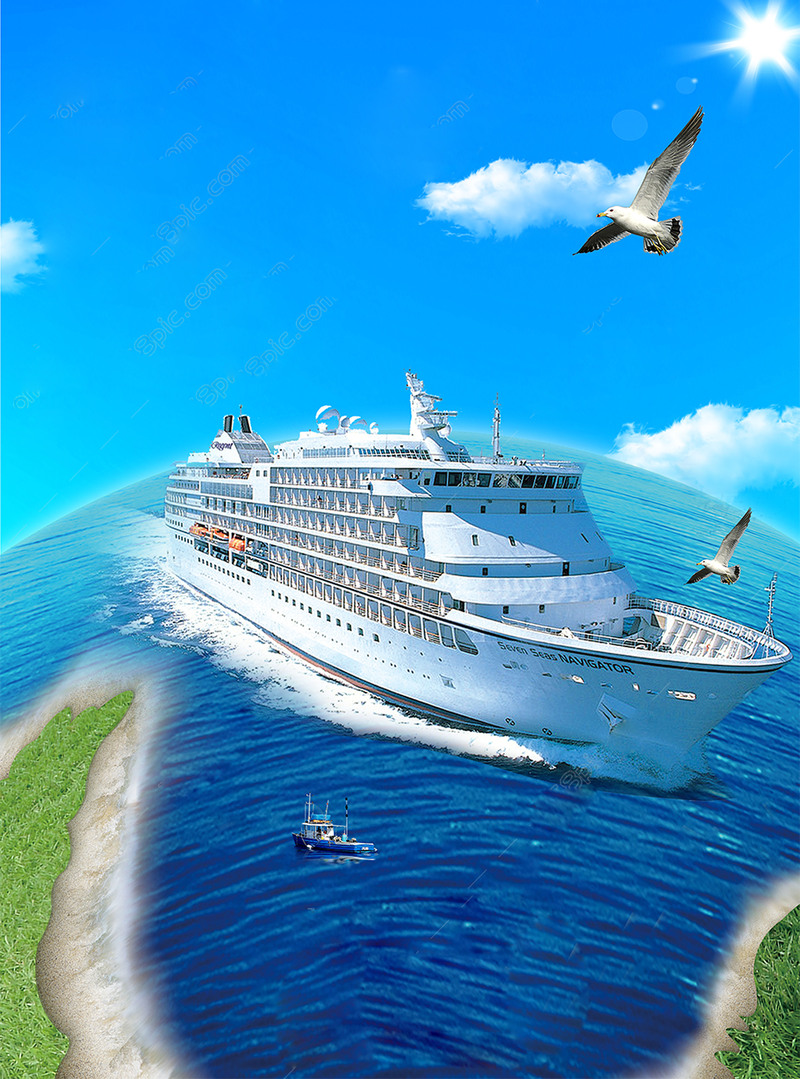 游轮旅行海报设计，高清JPG图片与PSD素材，风景摄影精美下载