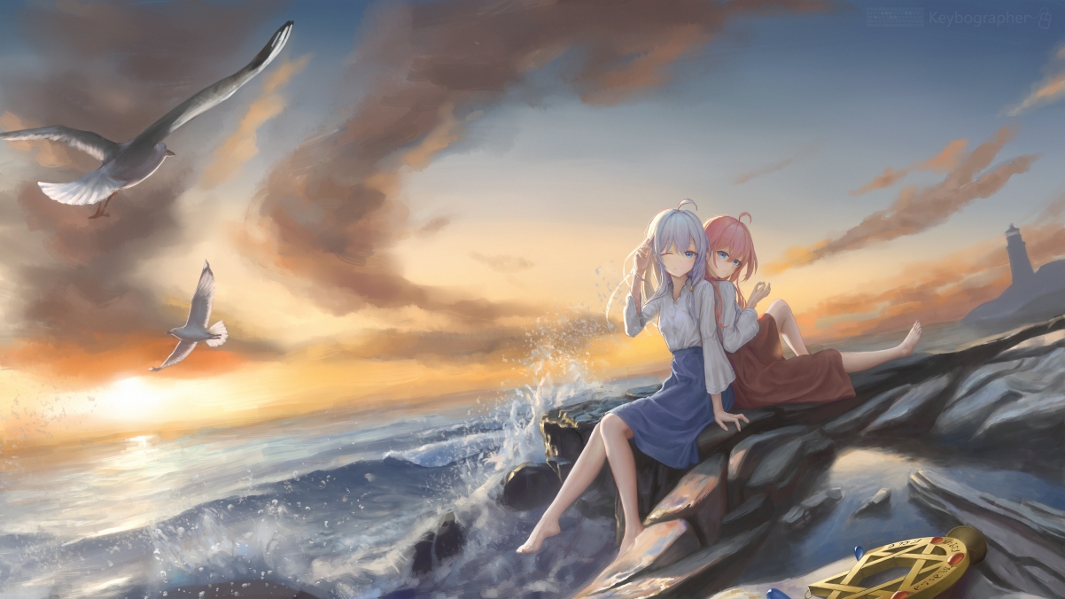 魔女之旅，伊蕾娜海边漫舞，海浪动漫美景，超高清4K壁纸下载
