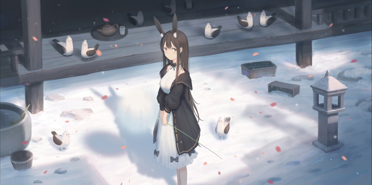 雪庭少女幻梦，兽耳萌妹与灵鸟共舞，超高清4K动漫壁纸免费下载