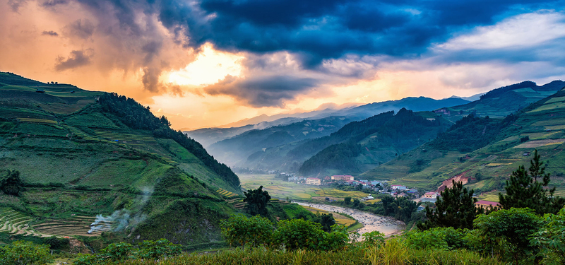 田园风光梯田山峰背景图，高清JPG摄影素材，免费下载
