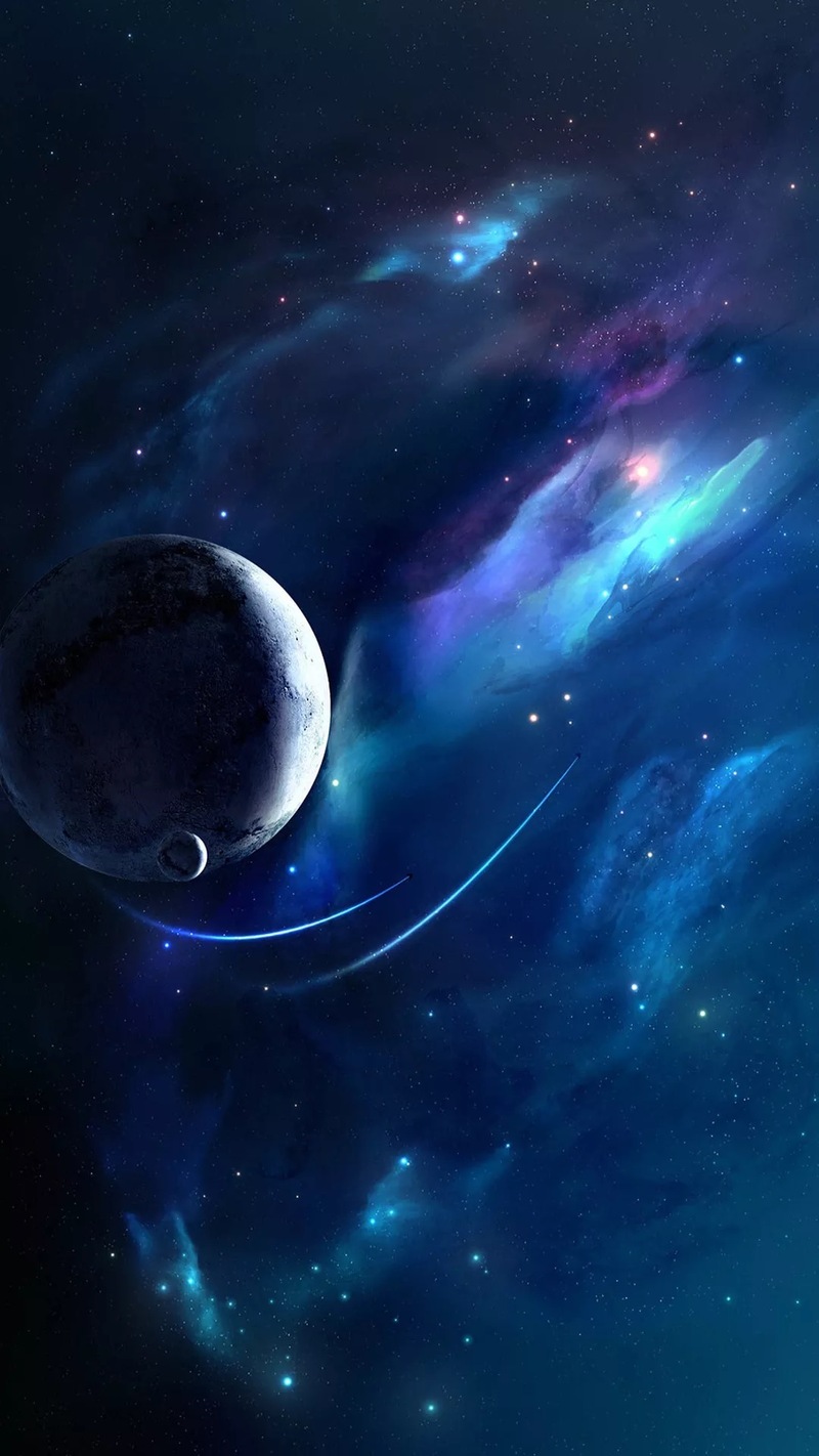 蓝色梦幻宇宙风光，高清JPG背景图，H5设计素材下载