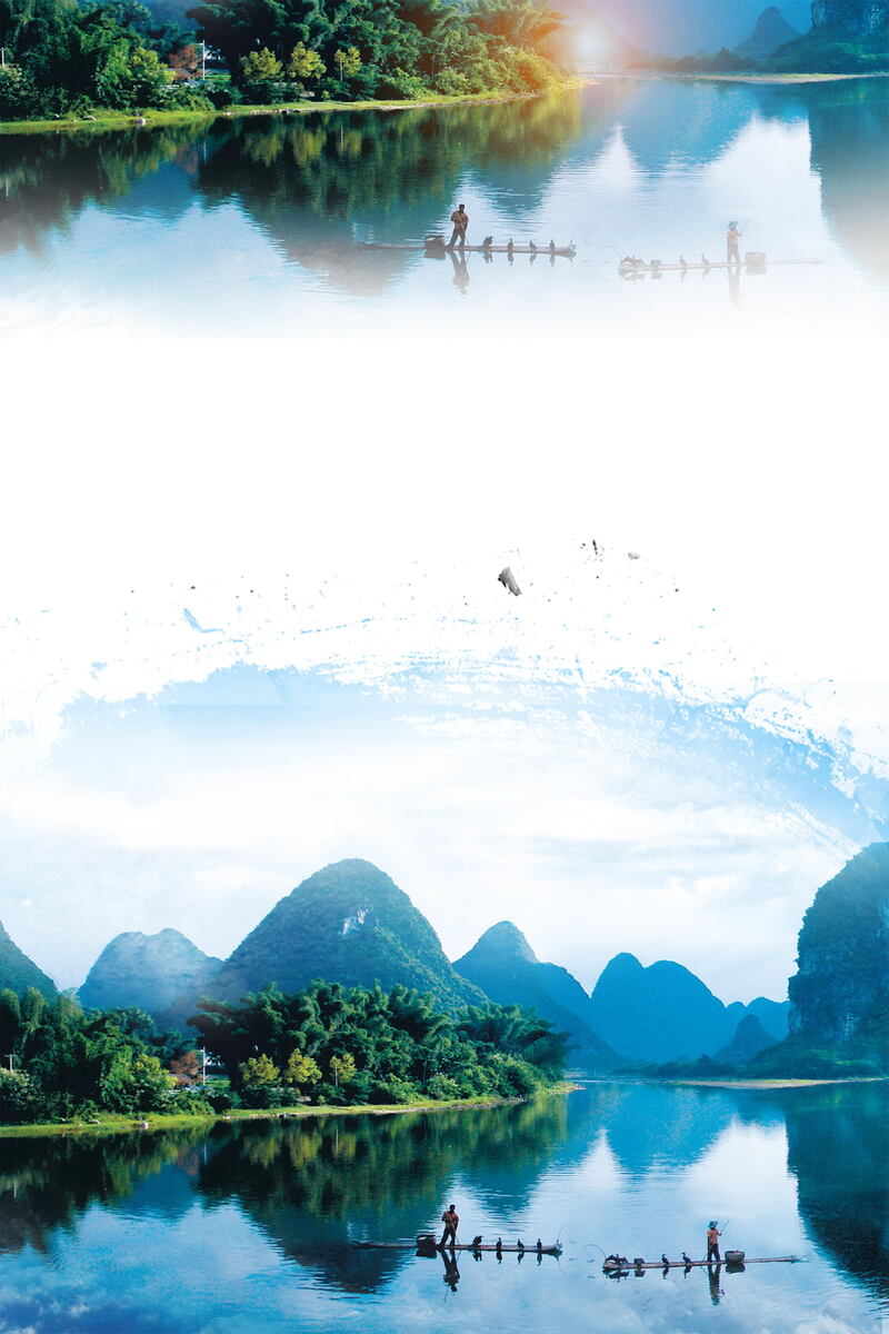 创意桂林山水美景，高清JPG/PSD旅游摄影素材下载