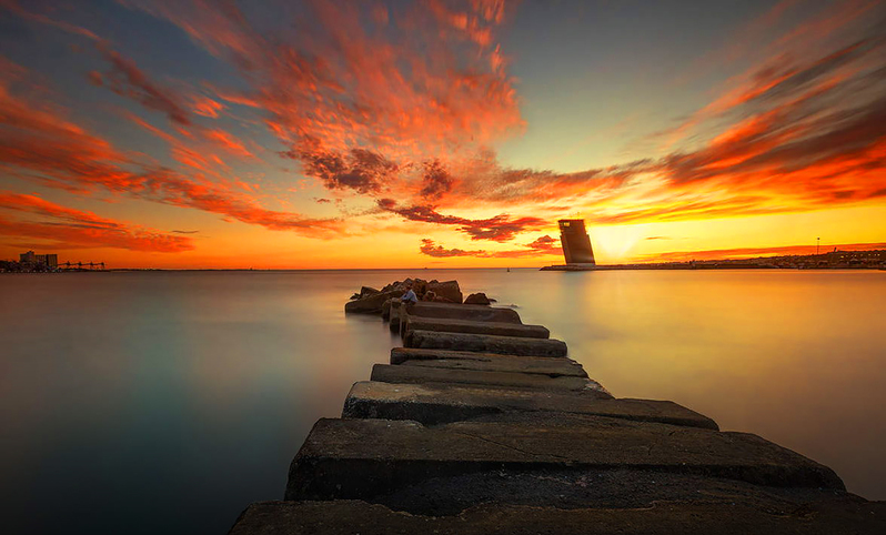夕阳湖畔美景，高清JPG摄影素材，风景图片设计下载